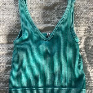 Zenana Outfitters Turquoise Ribbed V-Neck Tank Top